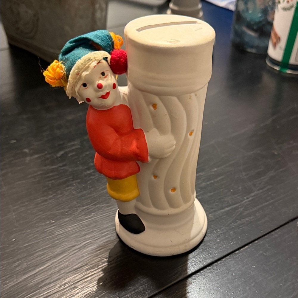 Vintage Colorful Clown Coin Bank